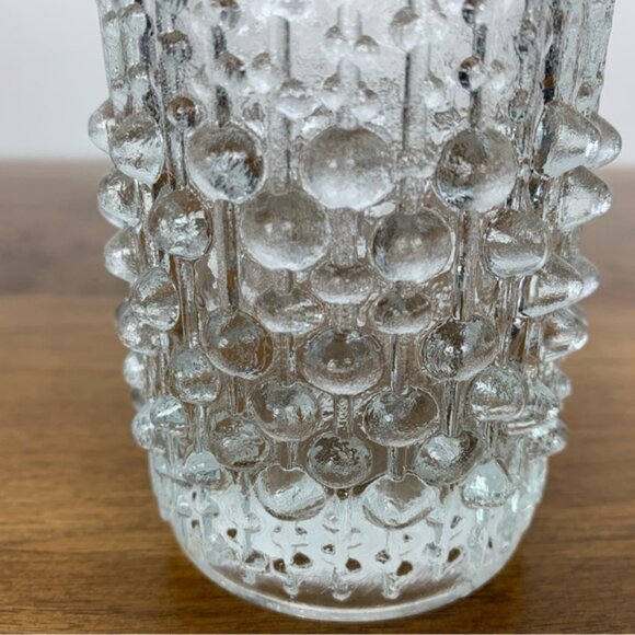 Sklo Union Vase Candle Drip Wax Czech Art Glass Vintage Clear Textured MCM - Picture 8 of 10
